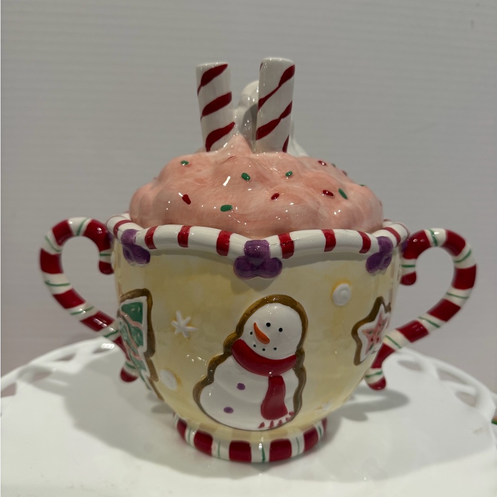 Festive peppermint float Holiday treat jar.